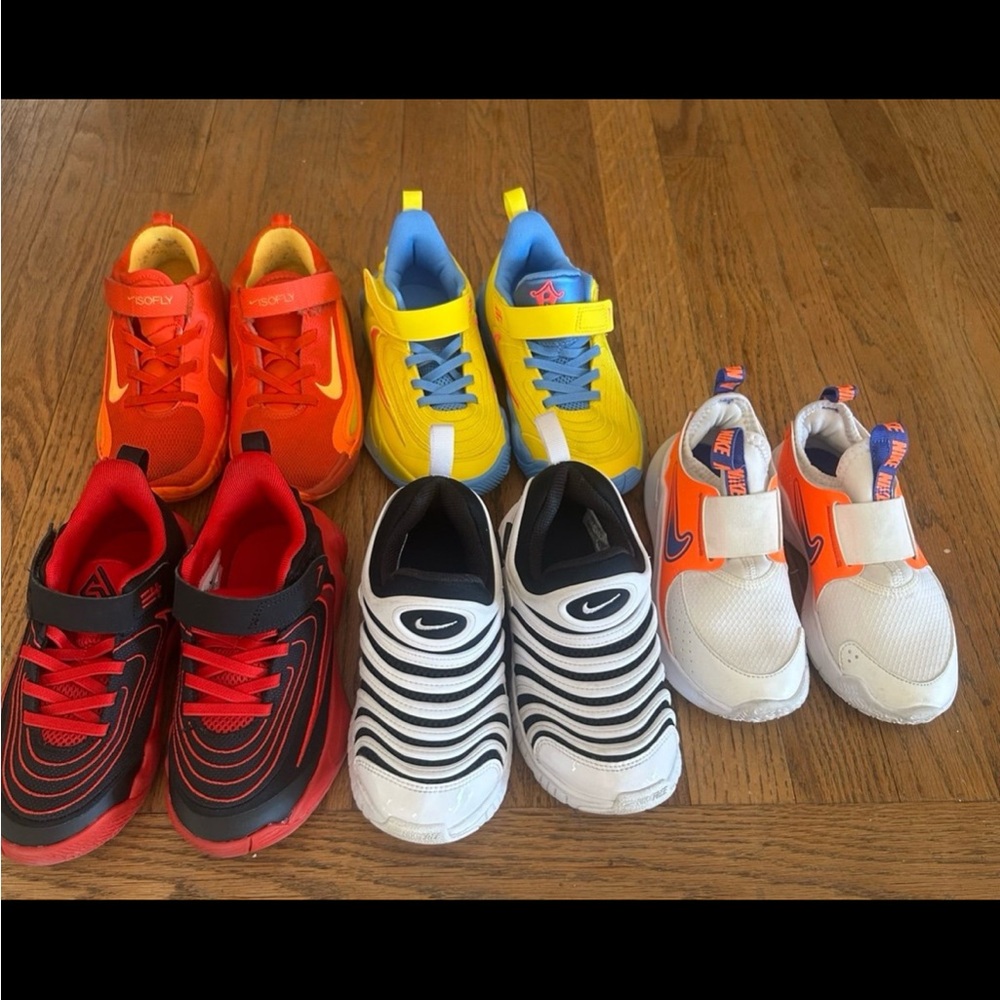 Nike Kids Sneakers - Red, Yellow, Black, White, Orange all size 12C